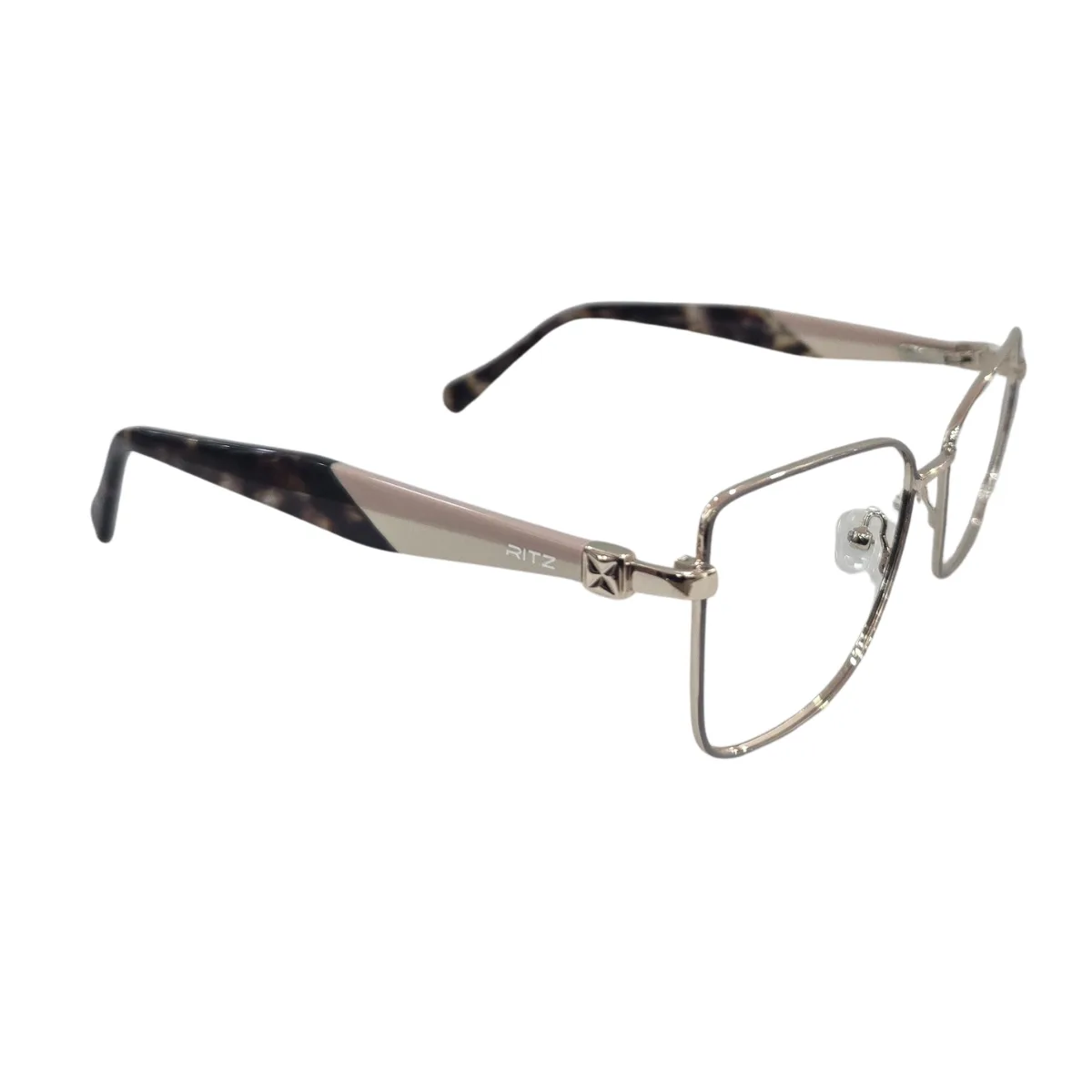 Armação de Grau Quadrada RITZ Metal Lilás e hastes Champanhe e Tartaruga