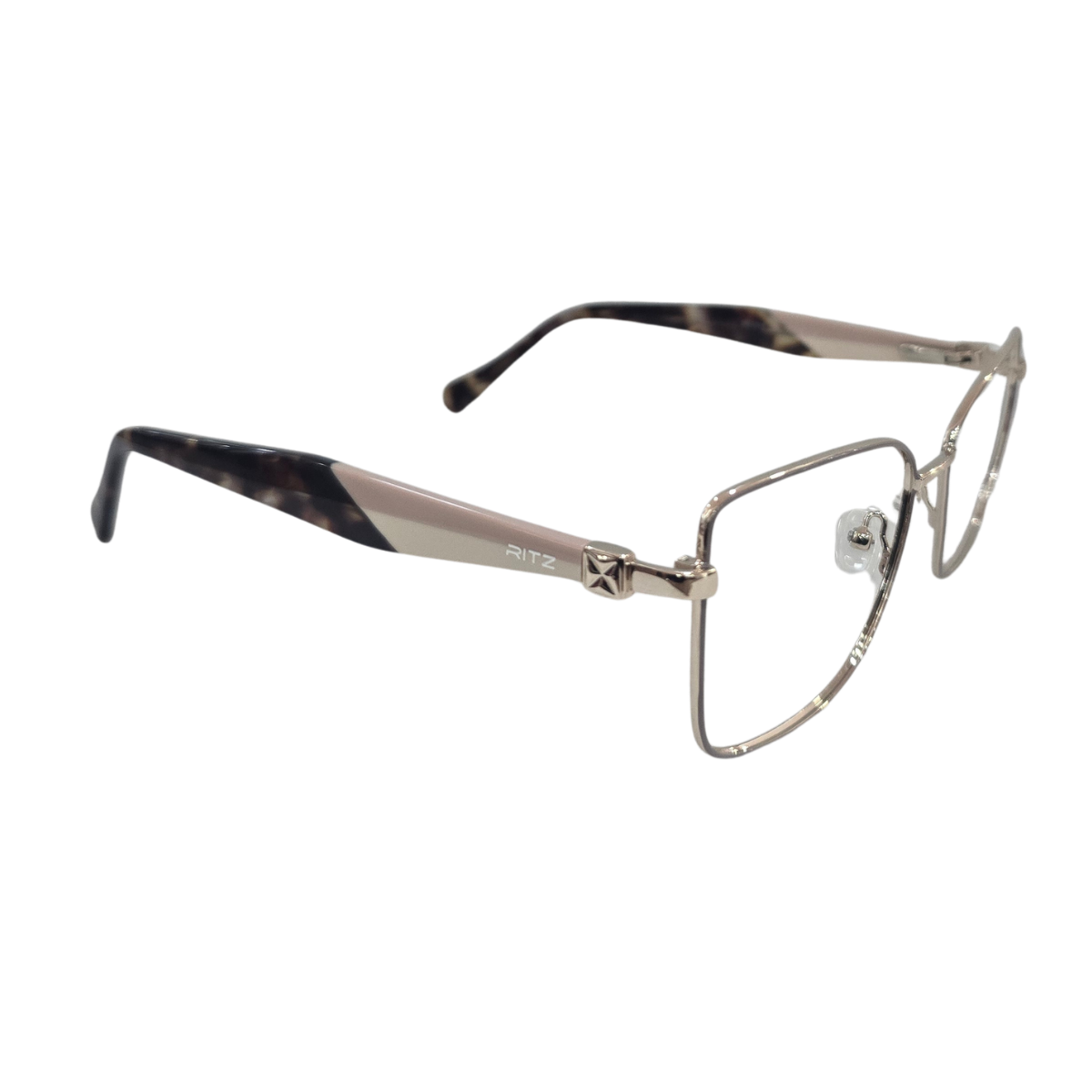 Armação de Grau Quadrada RITZ Metal Lilás e hastes Champanhe e Tartaruga