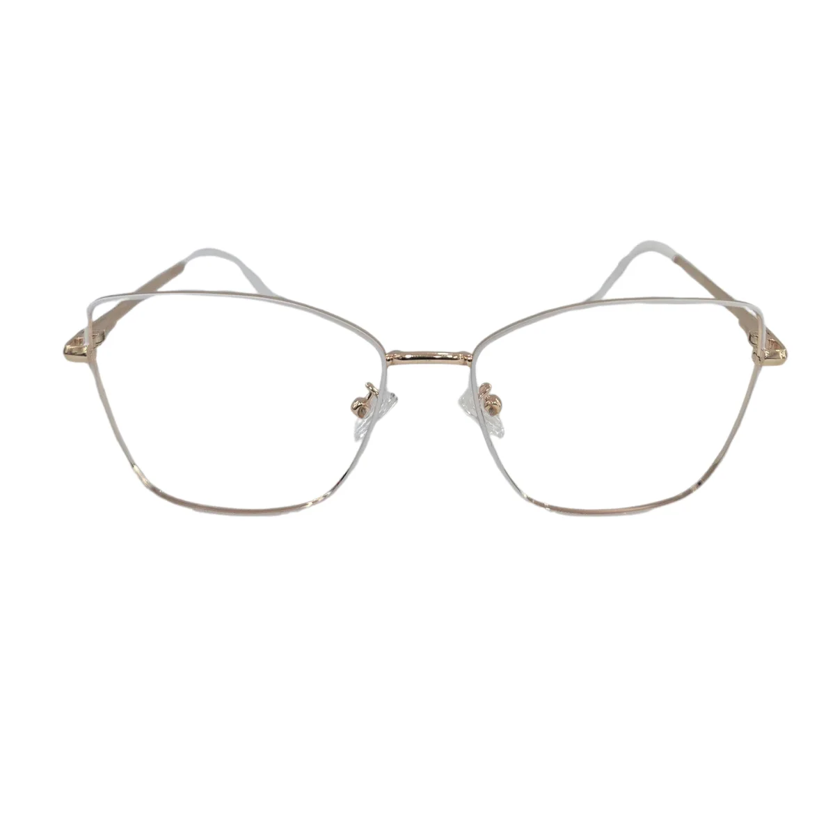 Armação de Grau Gatinho Geométrico RITZ Metal Dourado e Branco