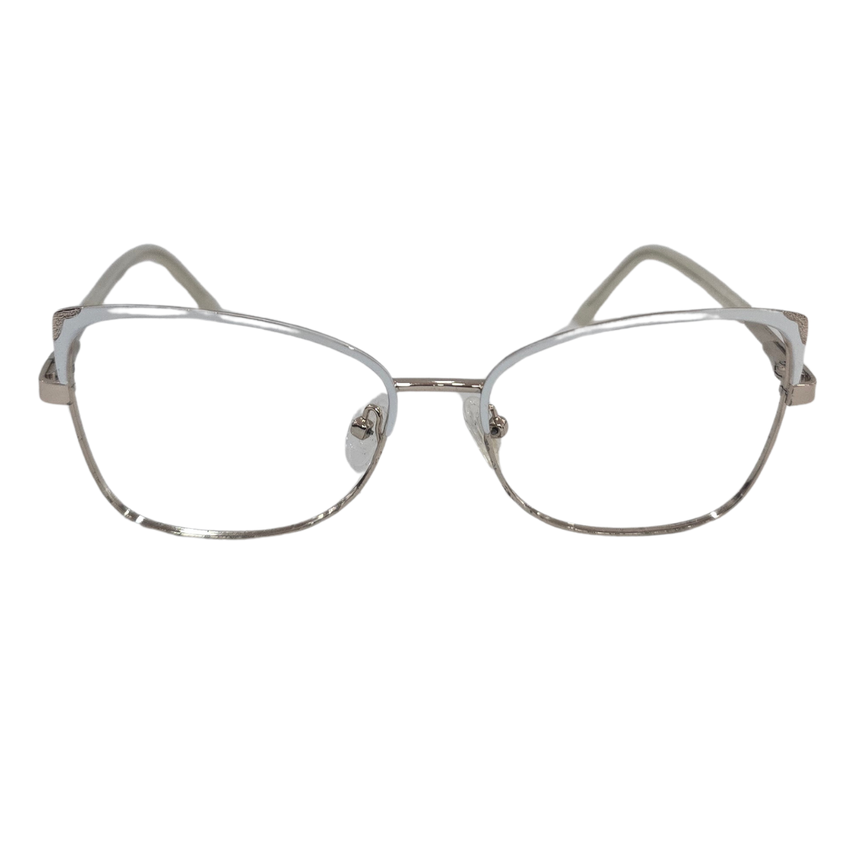 Armação de Grau Gatinho Metal Branco e Dourado