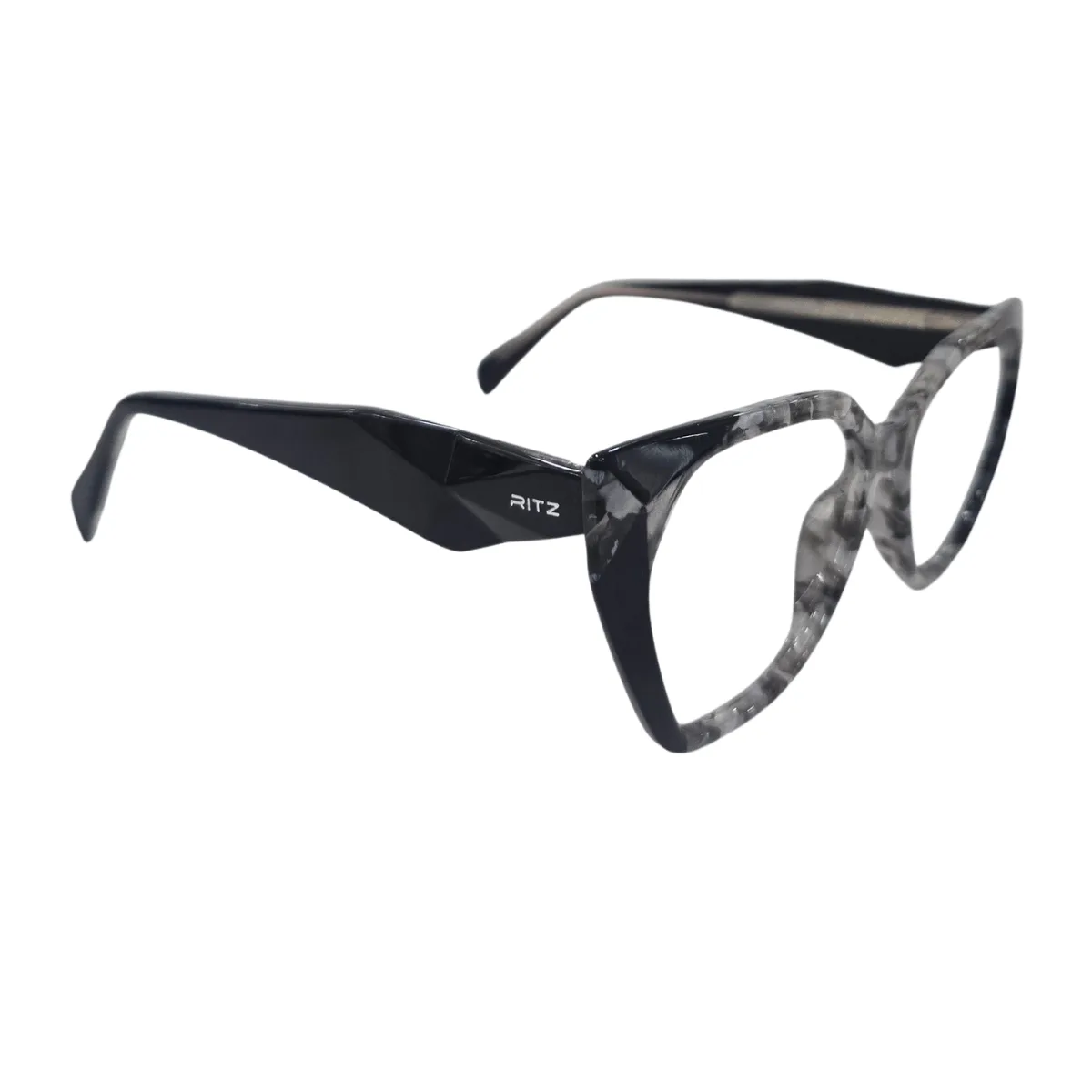 Armação de Grau Gatinho Geométrica RITZ Acetato Marmorizado Cinza