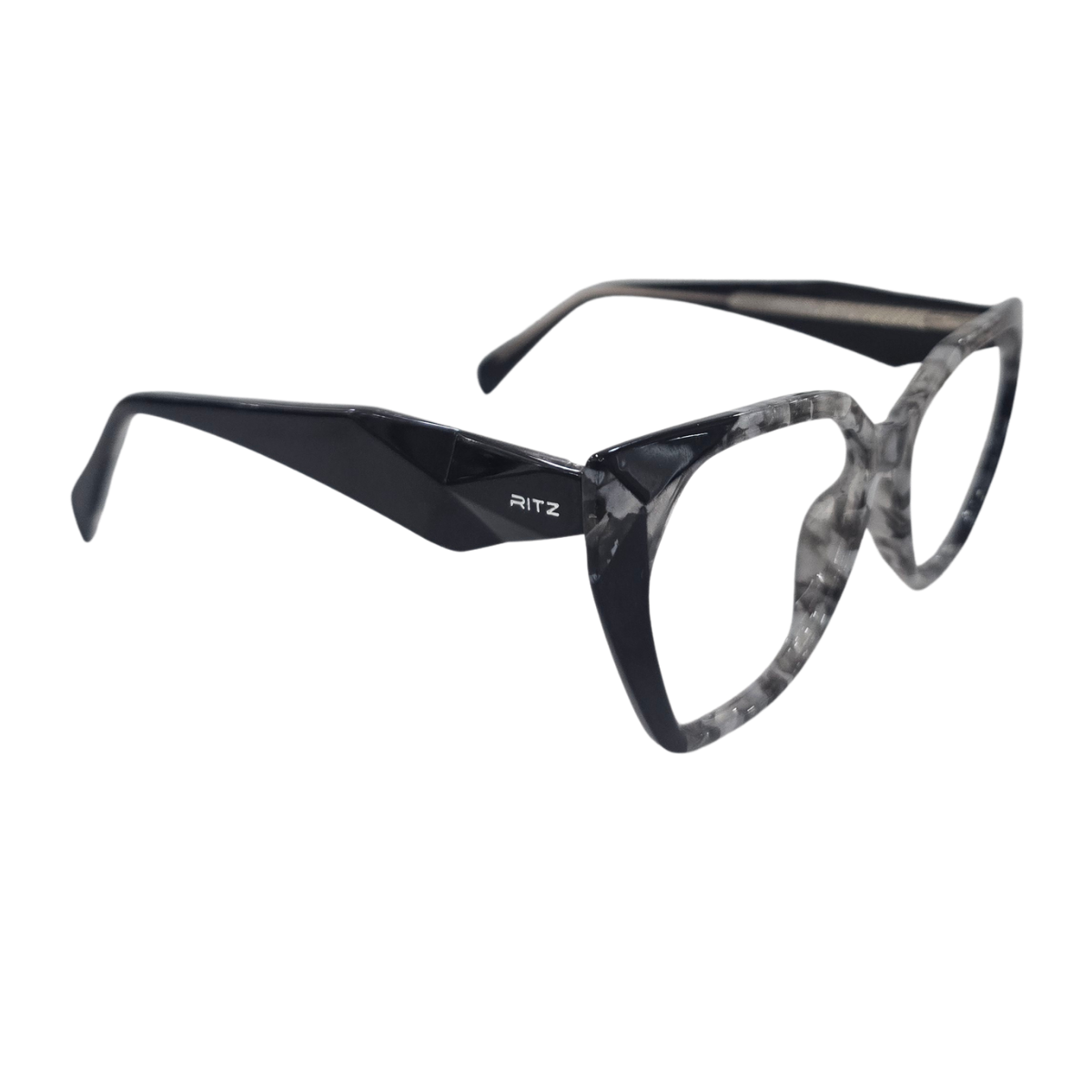 Armação de Grau Gatinho Geométrica RITZ Acetato Marmorizado Cinza