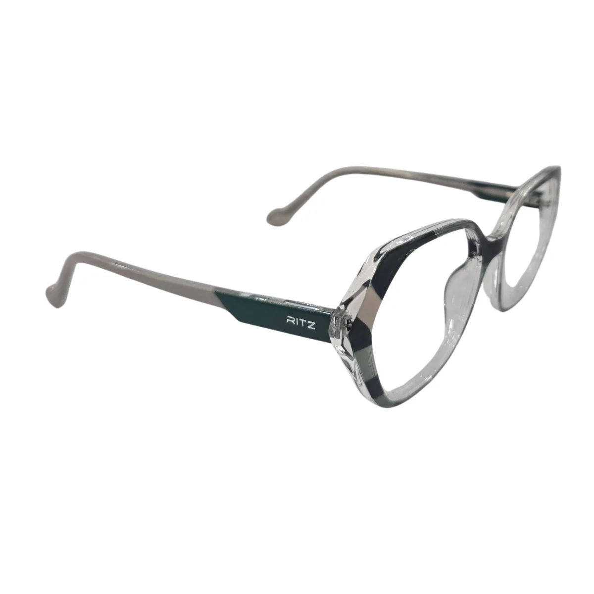 Armação de Grau Geométrica RITZ Acetato Color Block Translúcido