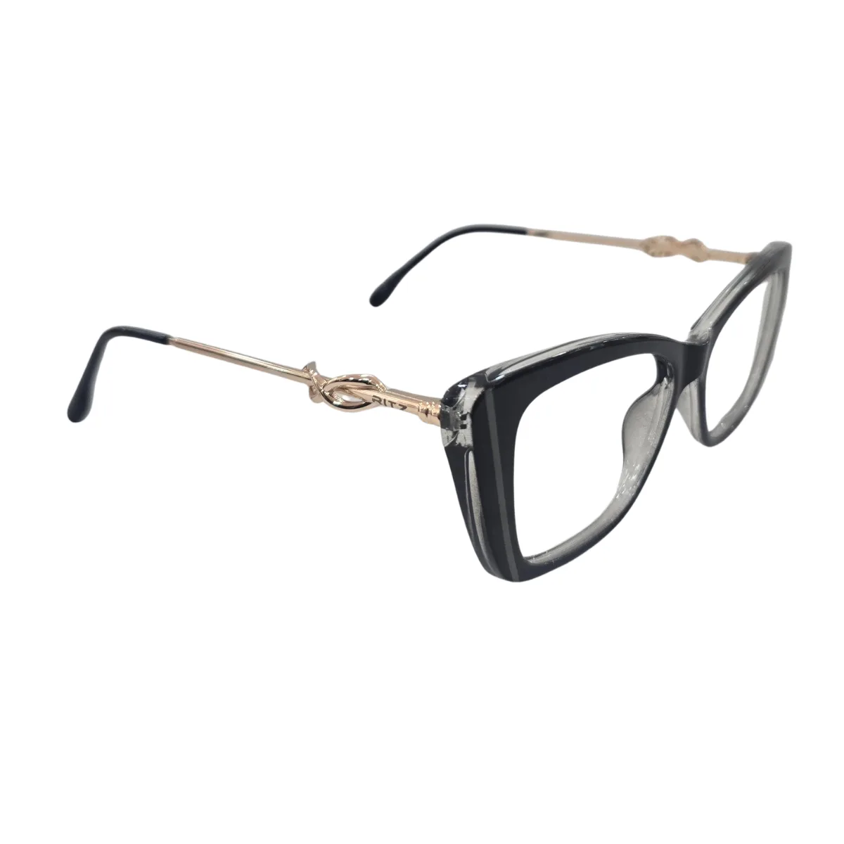 Armação de Grau Gatinho RITZ Preto Laminado com Detalhe Nó Dourado