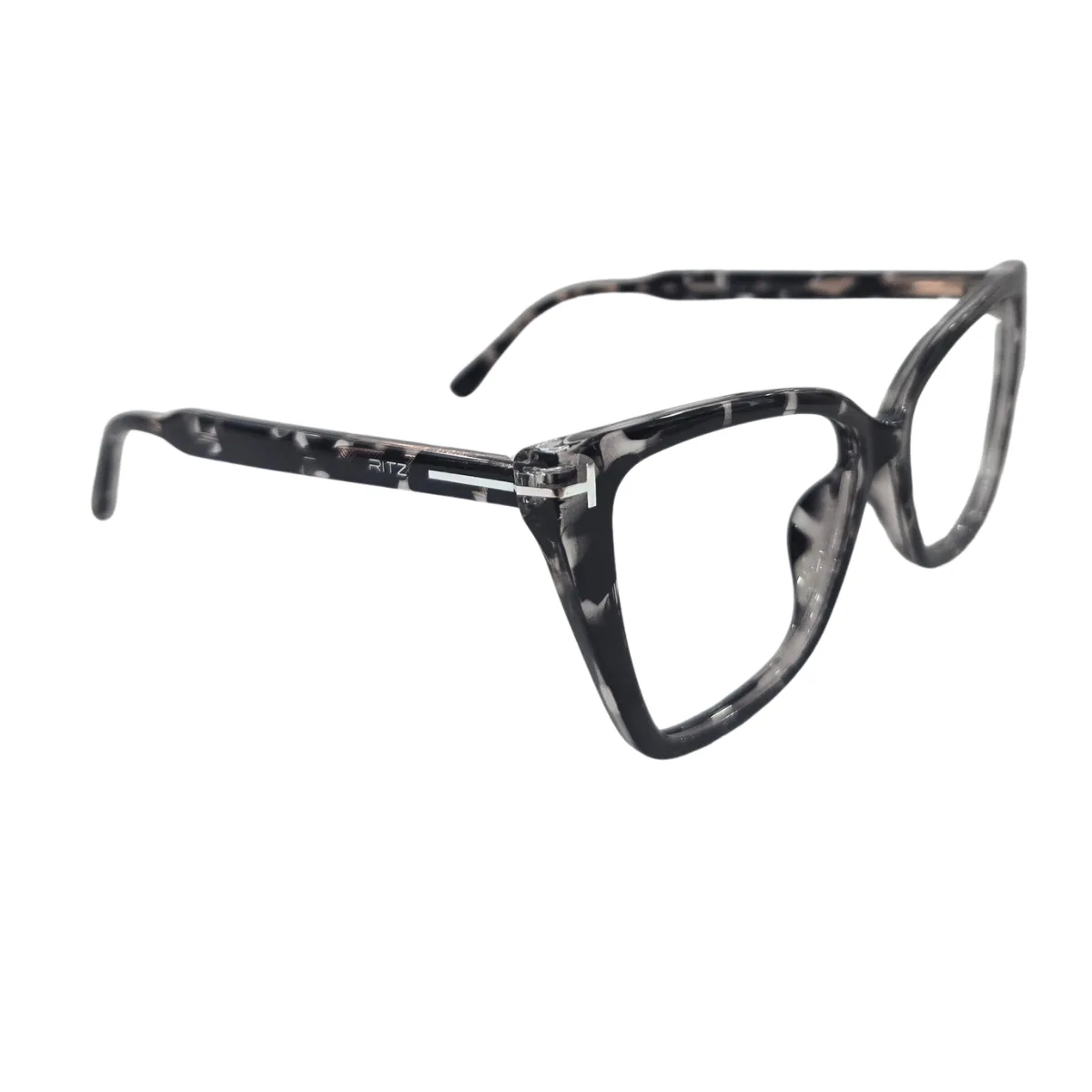 Armação de Grau Gatinho RITZ Acetato Marmorizado Preto e Cinza