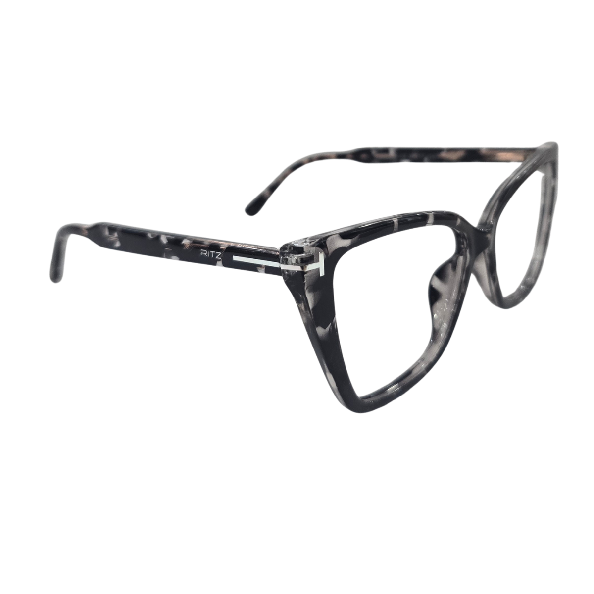 Armação de Grau Gatinho RITZ Acetato Marmorizado Preto e Cinza