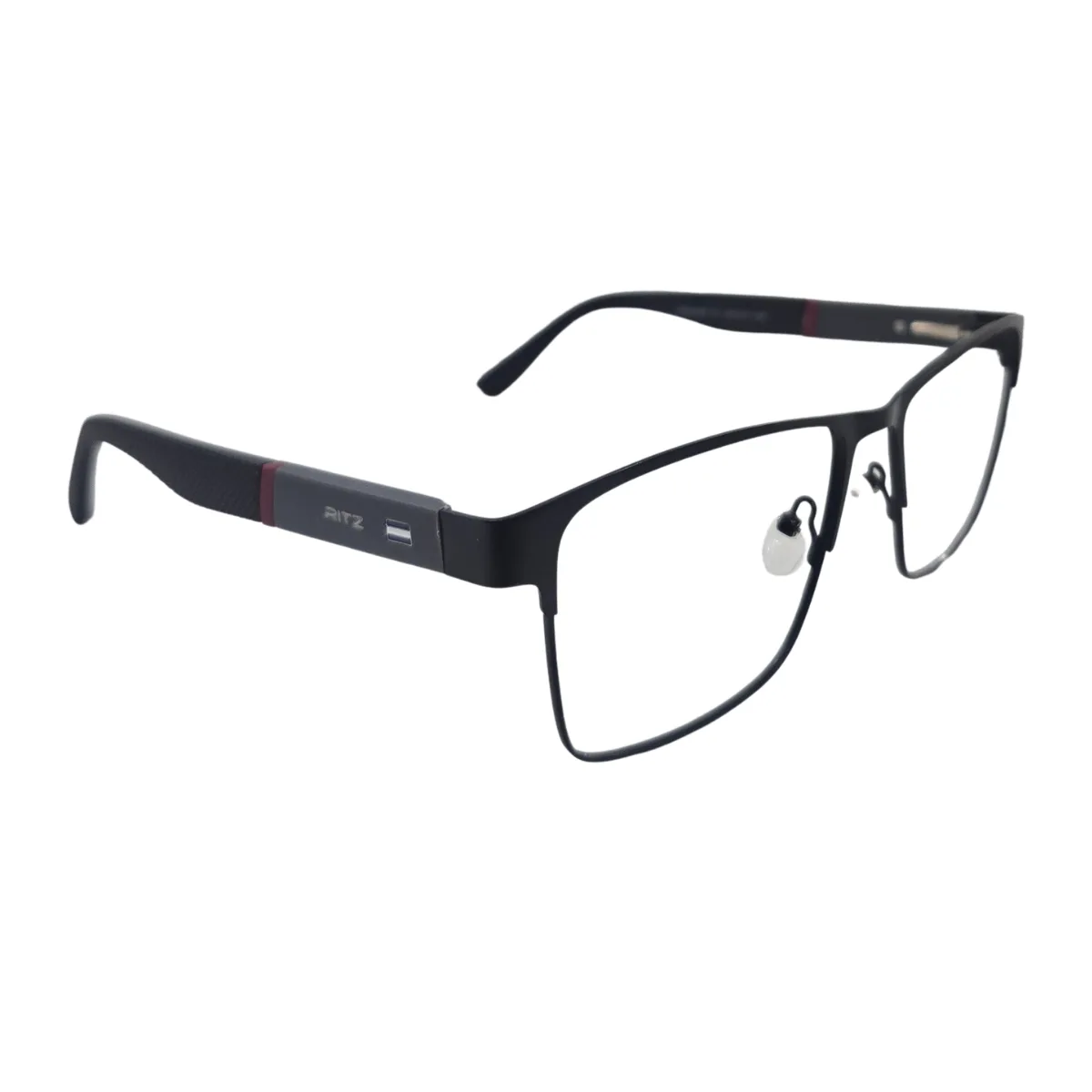 Armação de Grau Retangular Masculina RITZ Metal Preta Fosca com Detalhe