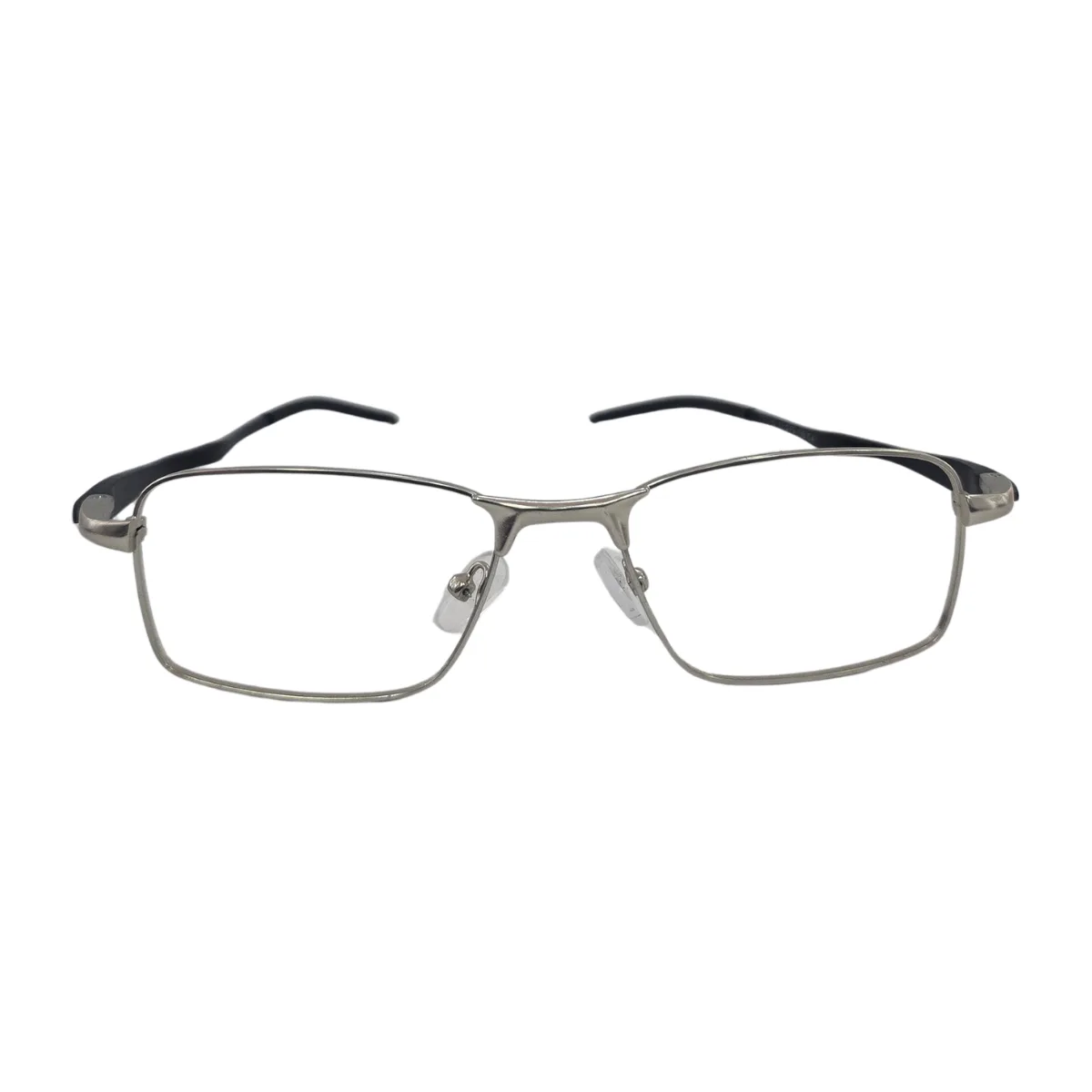 Armação de Grau Retangular Masculina RITZ Metal Prata e Preto