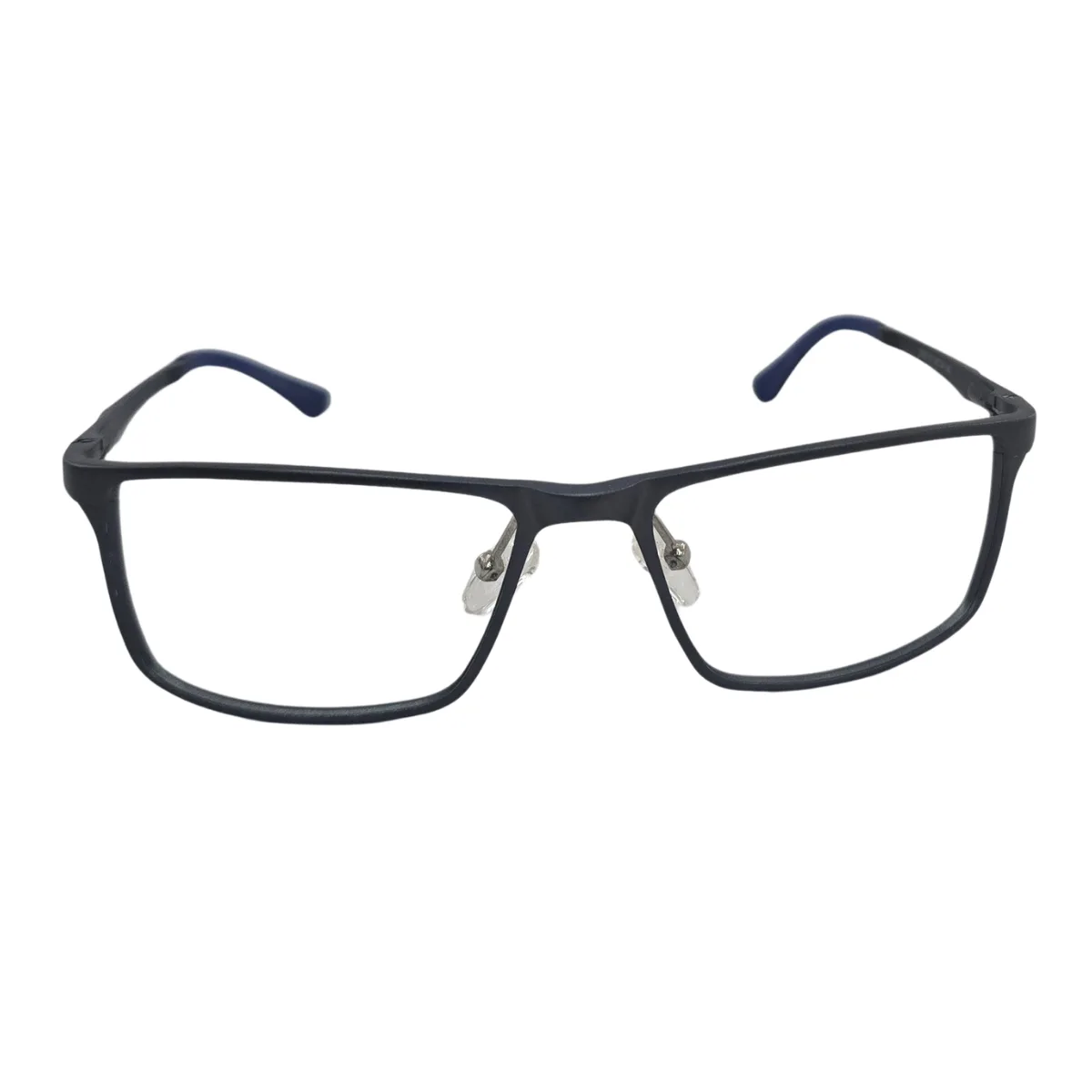 Armação de Grau Retangular Masculina RITZ Metal Preta Fosca e Azul