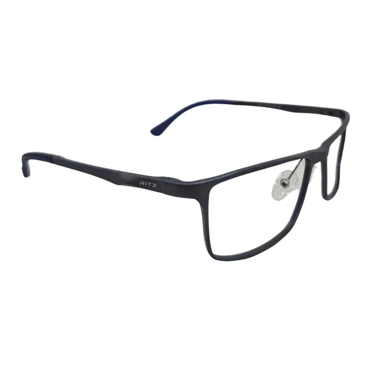 Armação de Grau Retangular Masculina RITZ Metal Preta Fosca e Azul