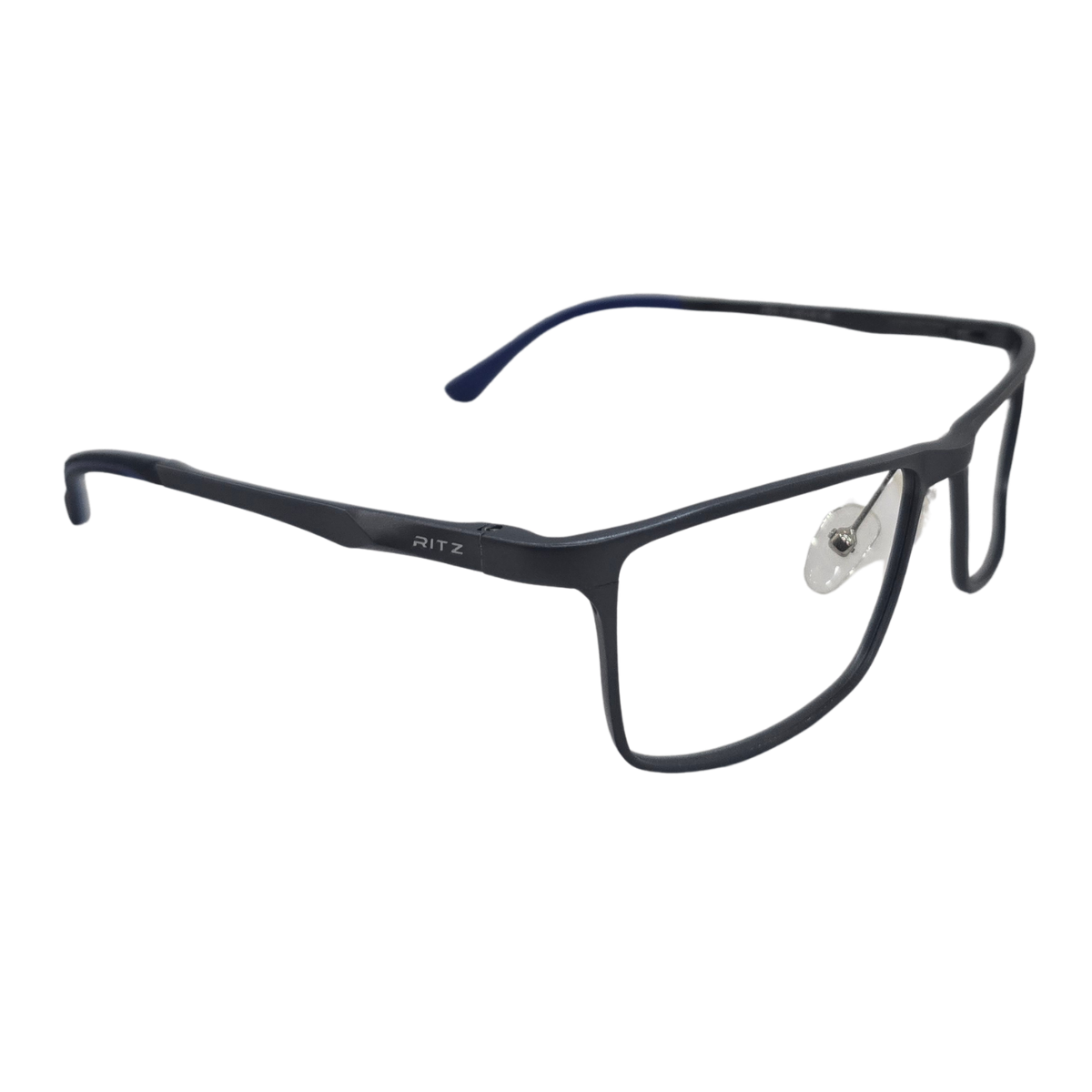 Armação de Grau Retangular Masculina RITZ Metal Preta Fosca e Azul