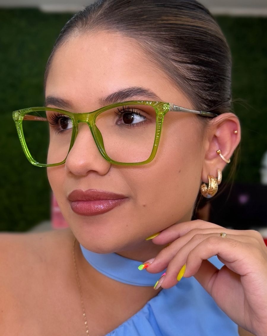 Armação de Grau Retangular RITZ Translúcida Verde Texturizada