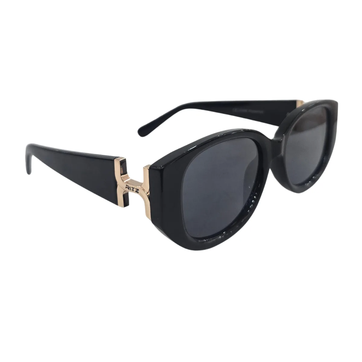 Óculos de Sol Feminino RITZ Preto Bold com Detalhe Dourado