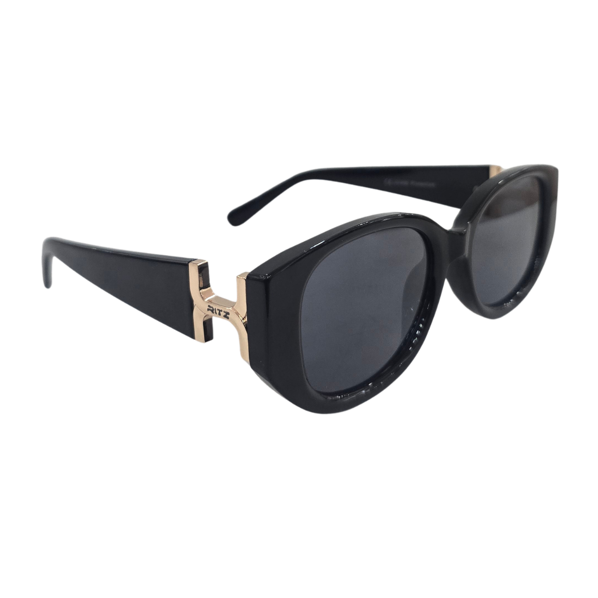 Óculos de Sol Feminino RITZ Preto Bold com Detalhe Dourado
