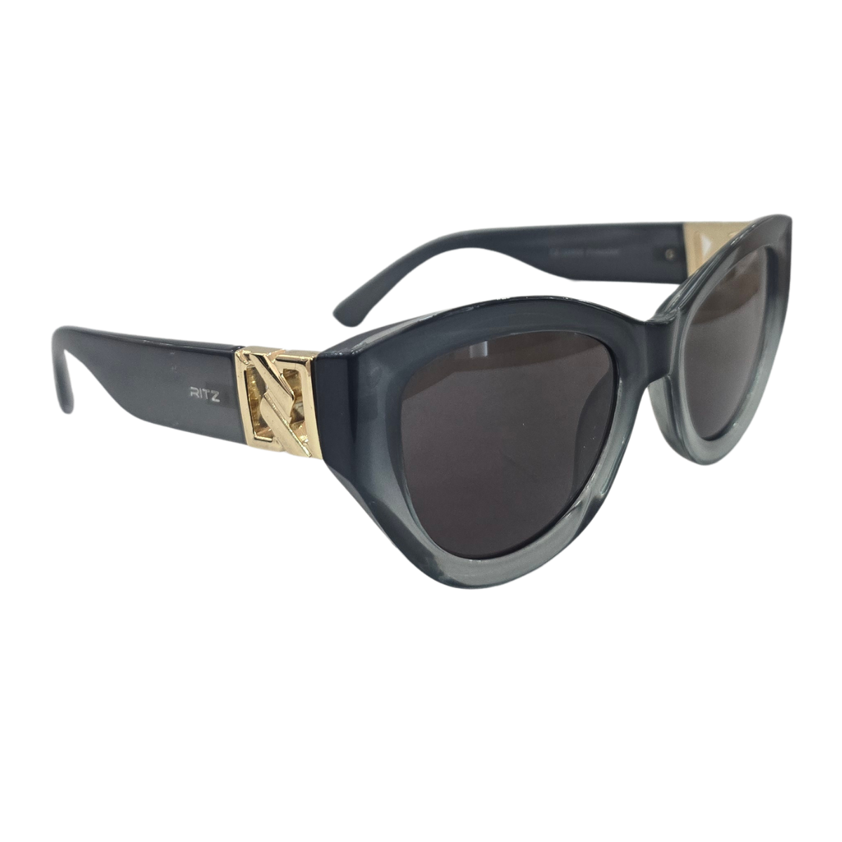 Óculos de Sol Feminino RITZ Gatinho Bold Cinza Translúcido com Detalhe Dourado
