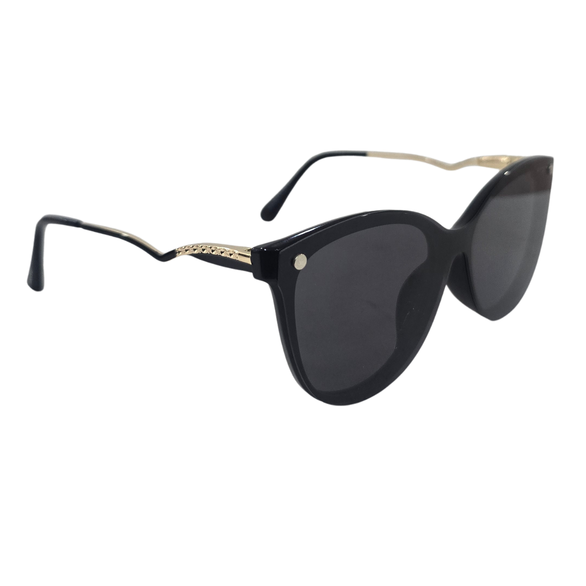 Armação de Grau com Clip-on Solar Feminino RITZ Gatinho Preta e Dourada