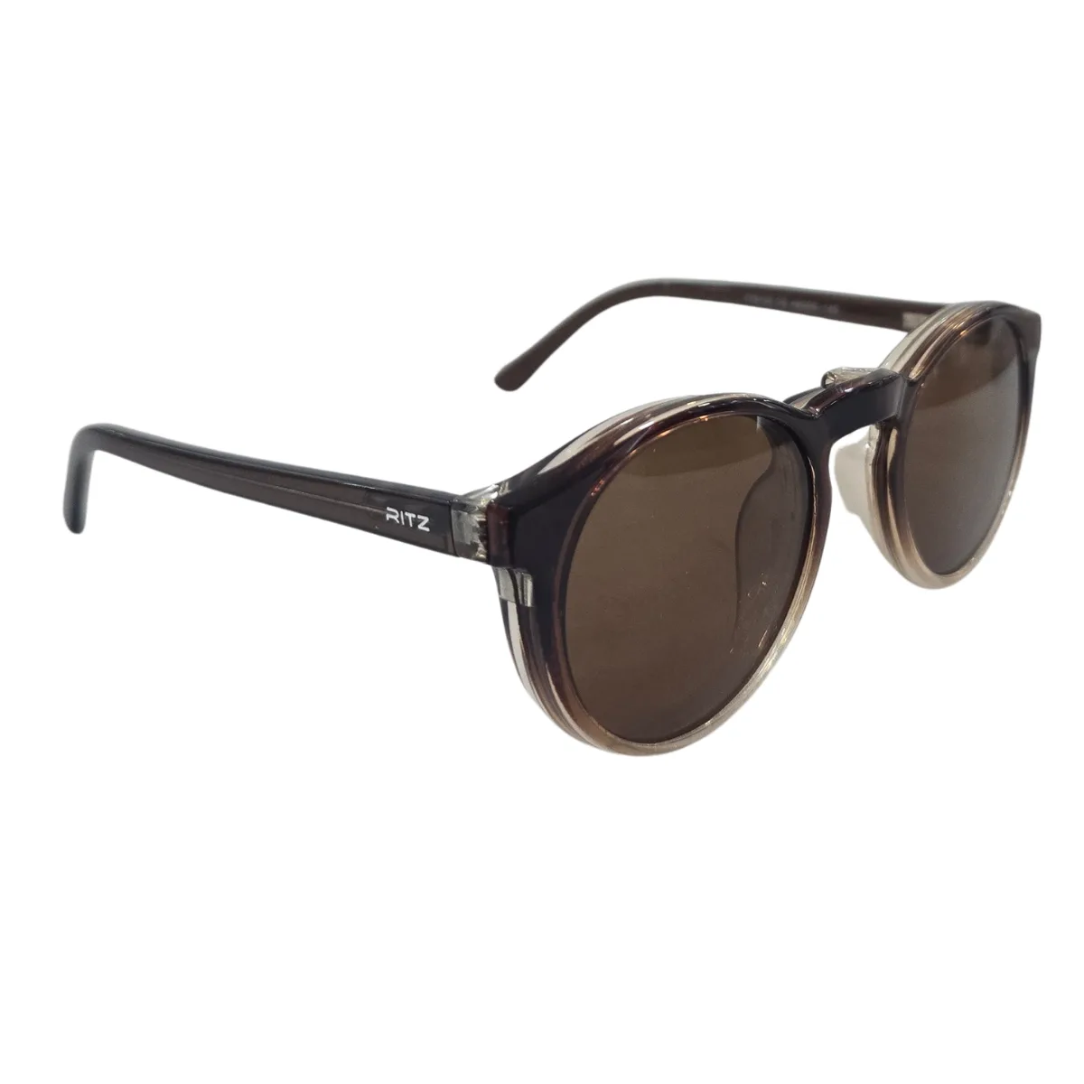 Armação de Grau com Clip-on Solar RITZ Redonda Marrom Degradê