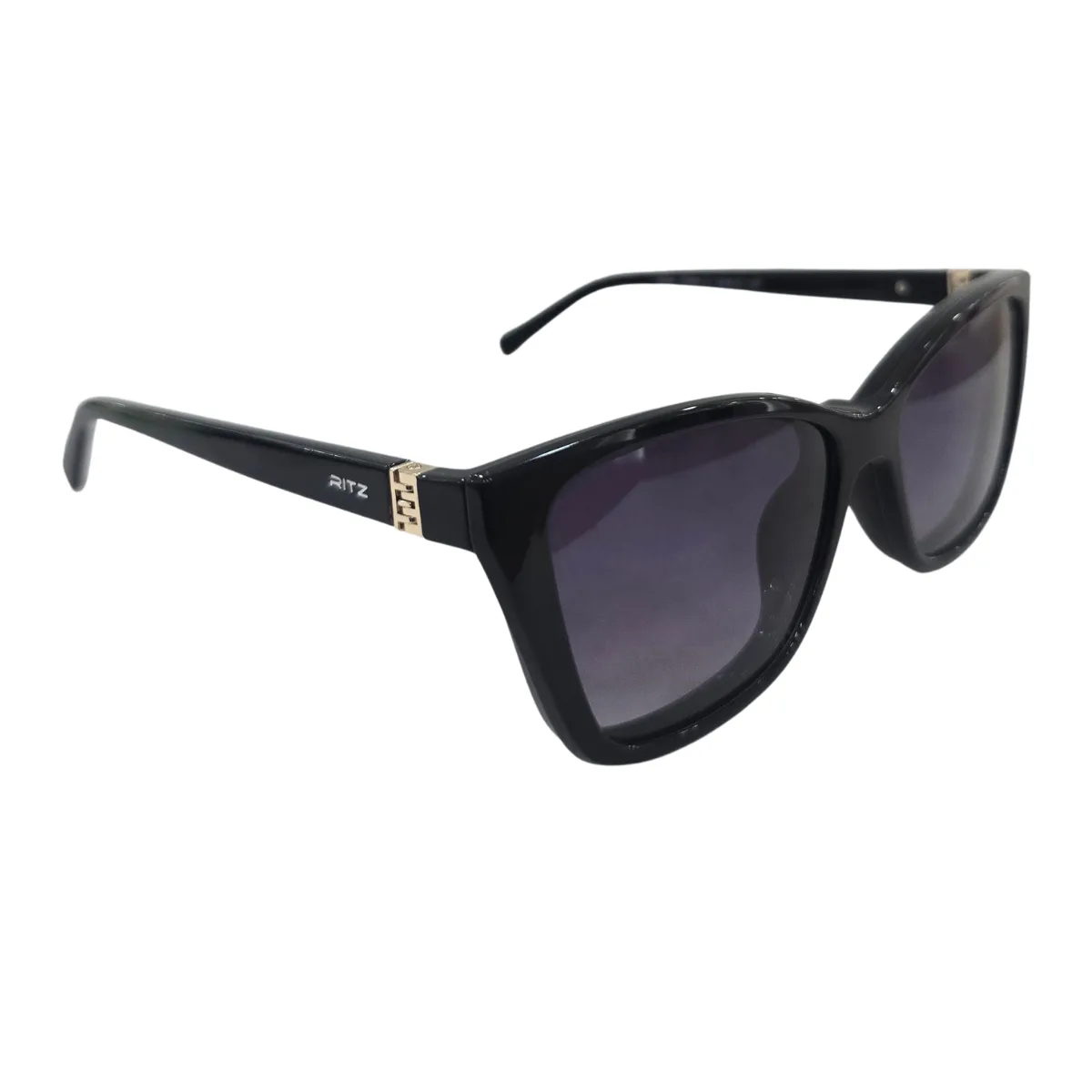 Armação de Grau com Clip-on Solar Feminina RITZ Preta com Detalhe Dourado