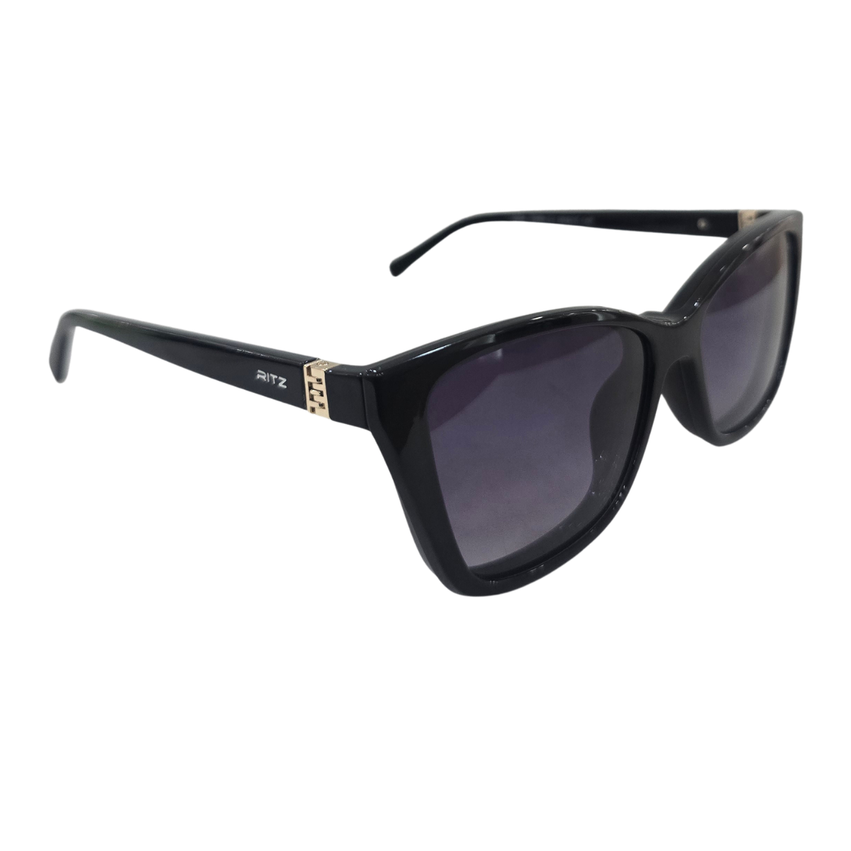 Armação de Grau com Clip-on Solar Feminina RITZ Preta com Detalhe Dourado