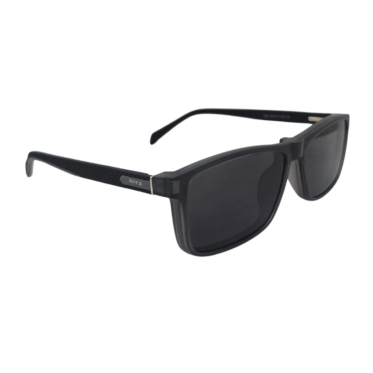 Armação de Grau com Clip-on Solar Masculina RITZ Retangular Grafite Fosca