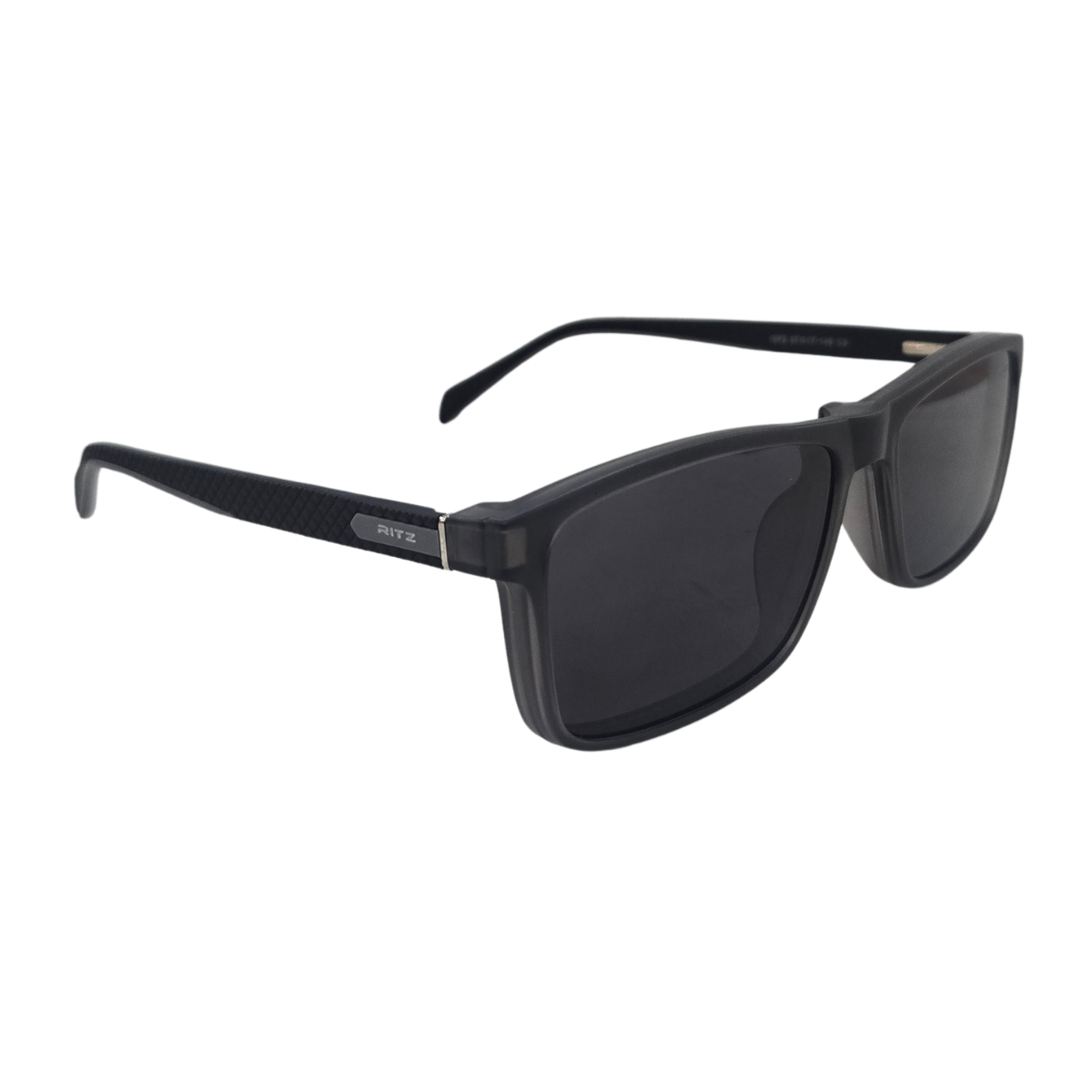 Armação de Grau com Clip-on Solar Masculina RITZ Retangular Grafite Fosca