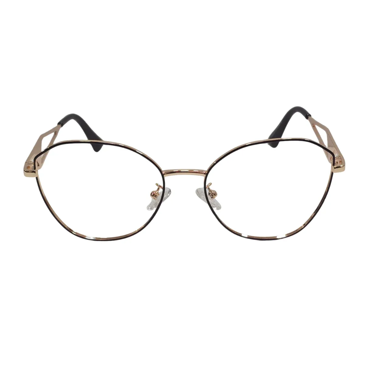 Armação de Grau Feminina RITZ Geométrica Dourada com Detalhe Preto