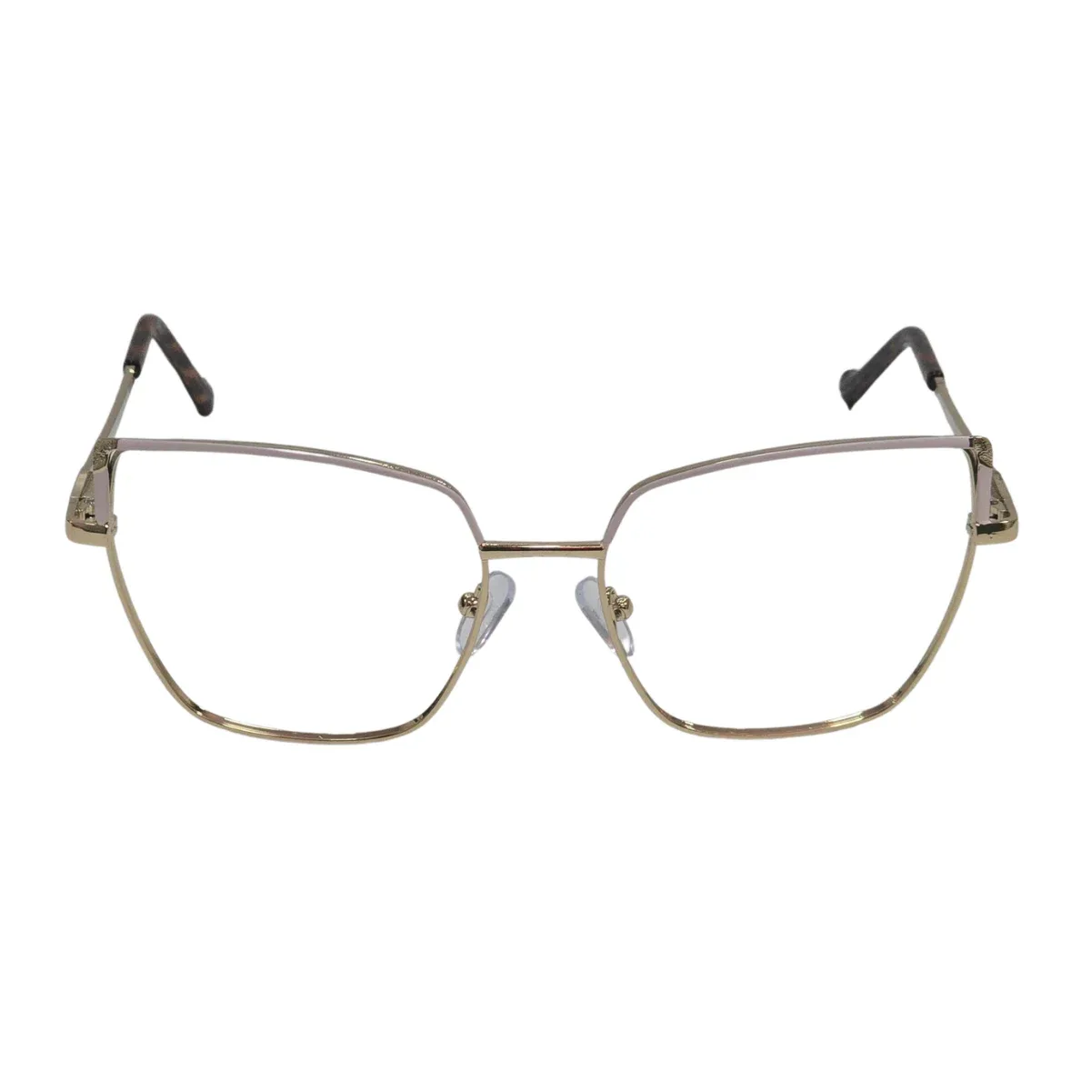 Armação de Grau Feminina RITZ Geométrica Dourada com Ponteiras Tartaruga