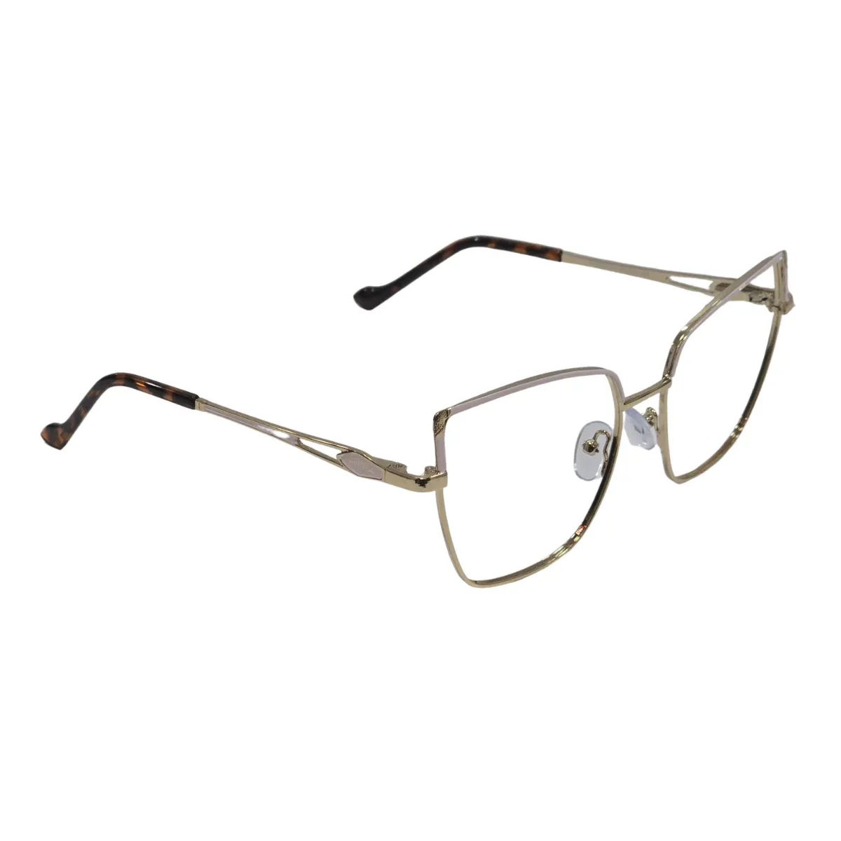 Armação de Grau Feminina RITZ Geométrica Dourada com Ponteiras Tartaruga